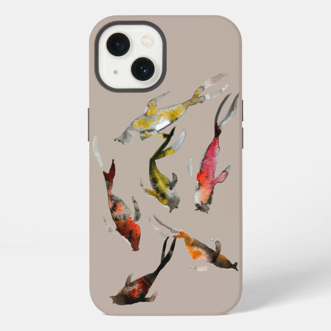 Koi fish watercolor  iphone case (Back)