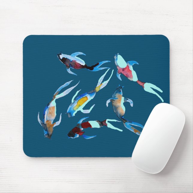 koi Fish watercolor Japanese art Mouse Pad (With Mouse)