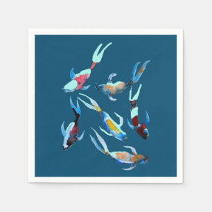 koi Fish watercolor Japanese art Napkins