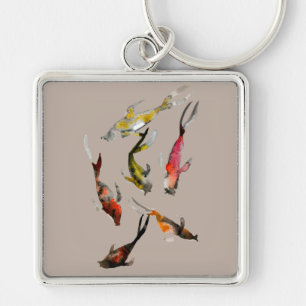 Koi fish watercolor keychain