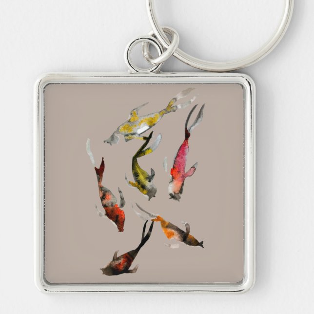 Koi fish watercolor  keychain (Front)