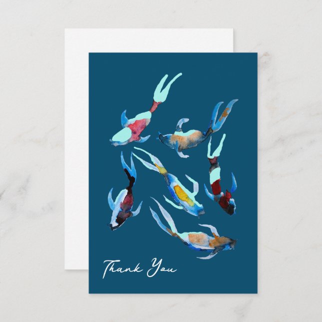 Koi Fish watercolor Note Card (Front/Back)