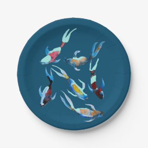 Koi Fish watercolor Paper Plates