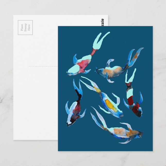 Koi Fish watercolor Postcard (Front/Back)