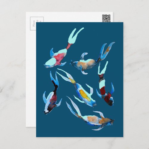 Koi Fish watercolor Postcard