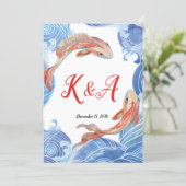 KOI FISH WEDDING INVITATION CARD (Standing Front)
