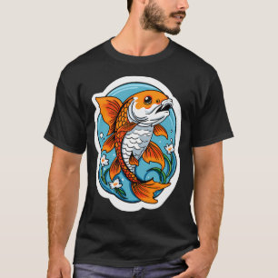 Koi fish with blue water background and white flow T-Shirt