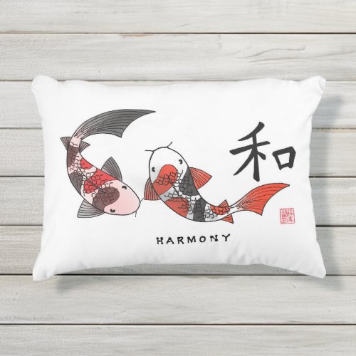 Koi Fish with Harmony Character Pillow