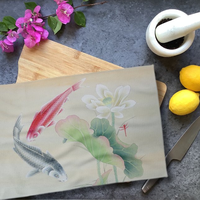 Koi Fish with Lotus Kitchen Towel (Creator Uploaded)