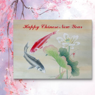 Koi Fish with Lotus Postcard