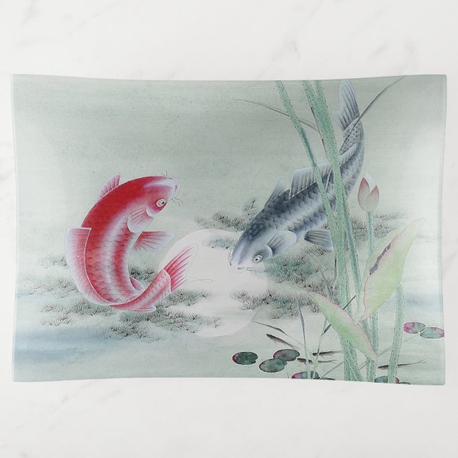 Koi Fish with Lotus Trinket Tray (Front)