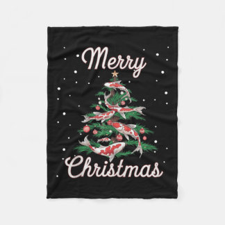 Koi Fish Xmas Tree Koi Carp Christmas Tree Fleece Blanket