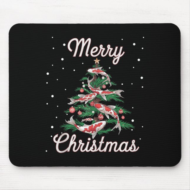 Koi Fish Xmas Tree Koi Carp Christmas Tree  Mouse Pad (Front)