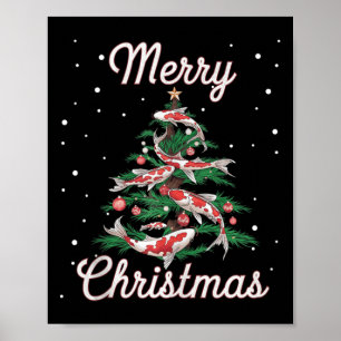 Koi Fish Xmas Tree Koi Carp Christmas Tree Poster