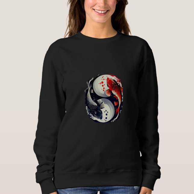 Koi fish yin and yang japanese life balance sweatshirt (Front)