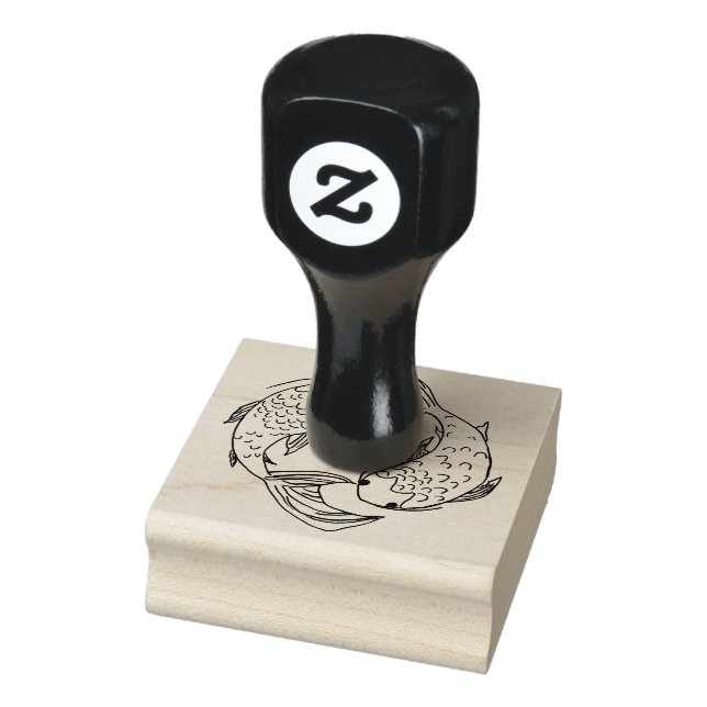 Koi Fish Yin and Yang Rubber Stamp (Stamp)