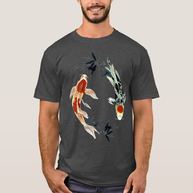 koi fish yin yang with bamboo tees Premium (Front)