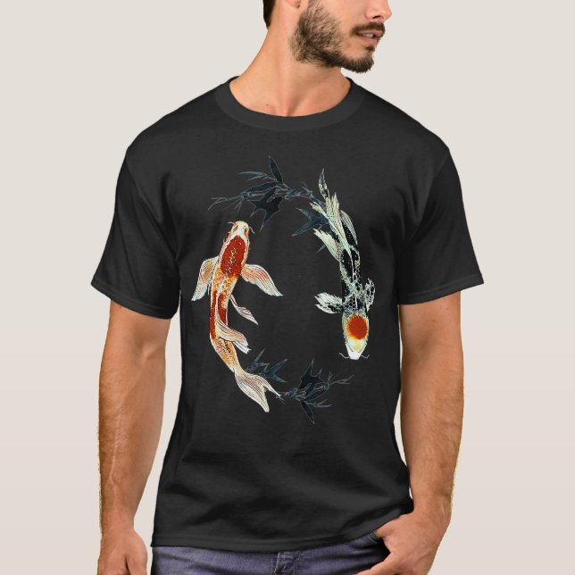 koi fish ying yang with bamboo tees (Front)