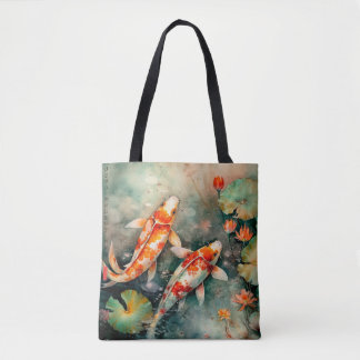 Koi fishes japanese all-over print tote bag