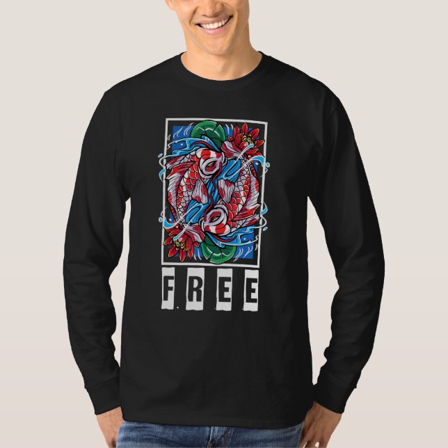 Koi - Free - Peace - Yoga - Fish Pond - Petshop -  T-Shirt (Front)