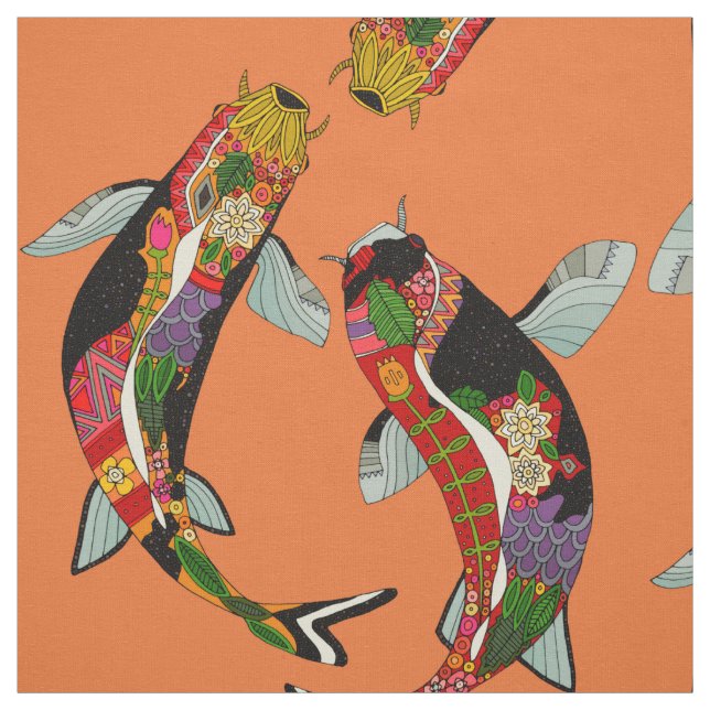 koi ginger fabric (Swatch)