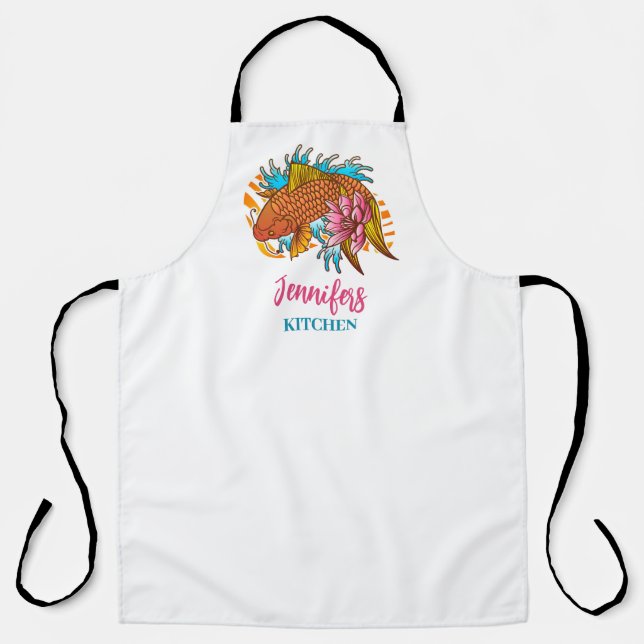 Koi Goldfish Personlaized Kitchen Apron Asian (Front)