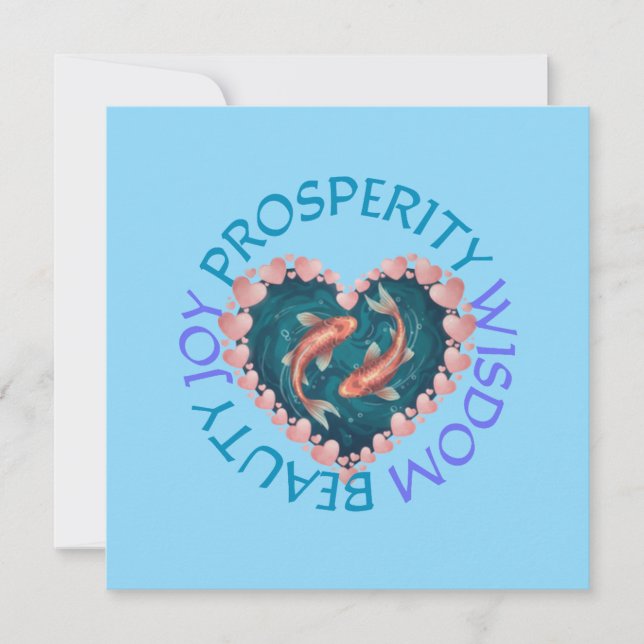 Koi good fortune pink and turquoise  invitation (Front)
