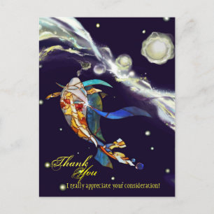 Koi in Universe Fantasy Design Thank You Postcard