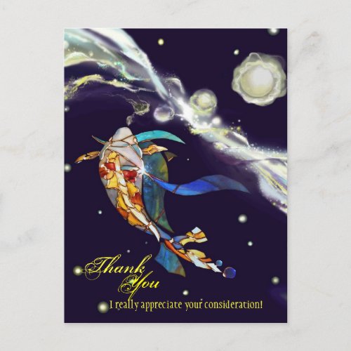 Koi in Universe Fantasy Design Thank You Postcard