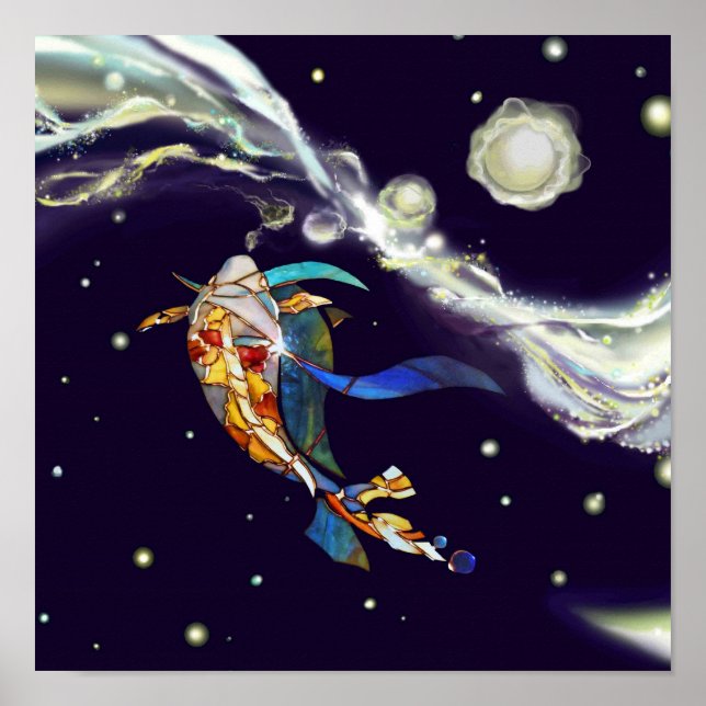 Koi in Universe Glass Designer Interior Poster (Front)