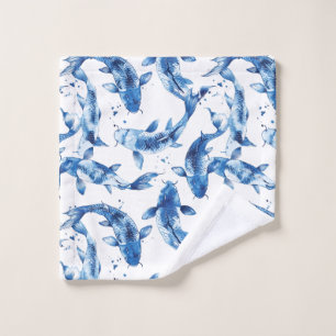 Koi indigo shibori pattern wash cloth