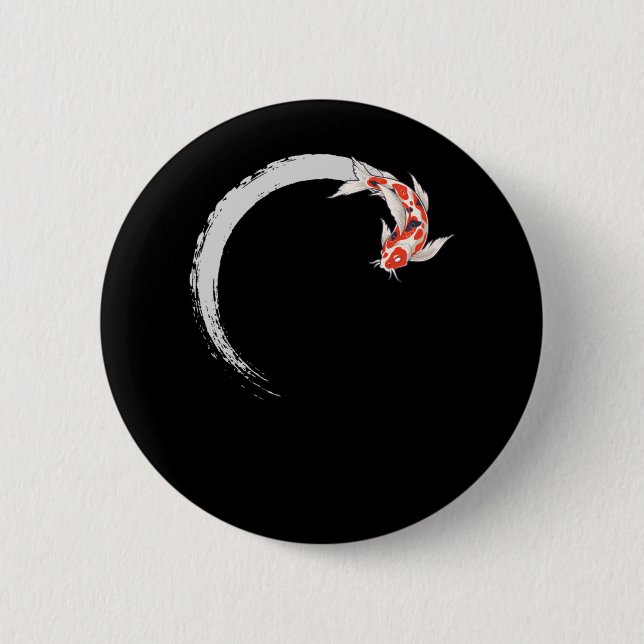 Koi Japanese Enso Circle Carp Fish Button (Front)