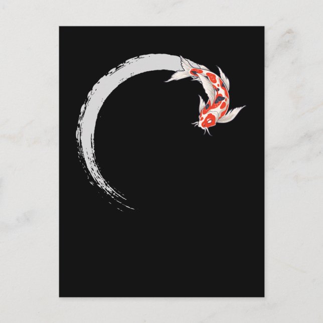 Koi Japanese Enso Circle Carp Fish Postcard (Front)