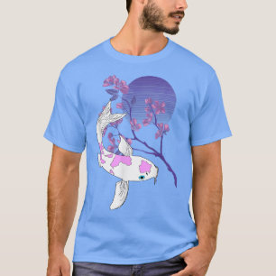 Koi Japanese Koi Carp Full Moon Cherry Blossom Nis T-Shirt
