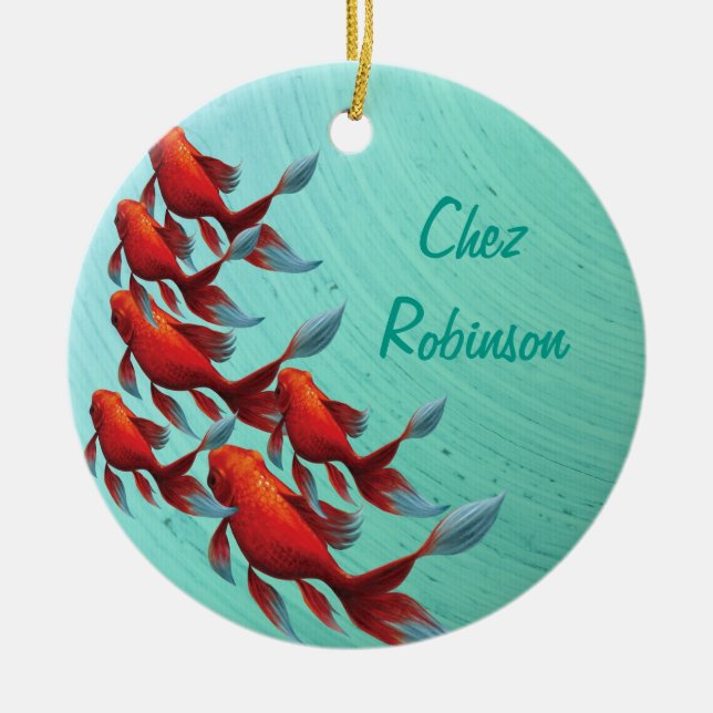 Koi Japanese Oriental Fish Ceramic Ornament (Front)