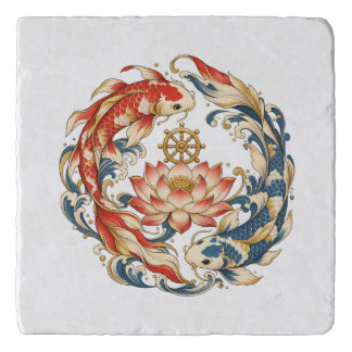 Koi Lotus Dharma Wheel Meditation Trivet