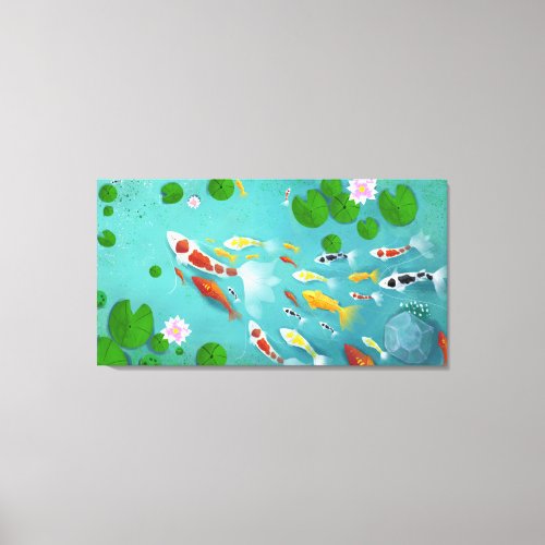 Koi Lotus Fish Pond Canvas Print