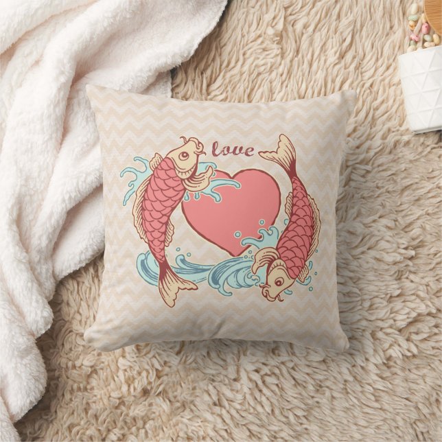 Koi Love Throw Pillow (Blanket)