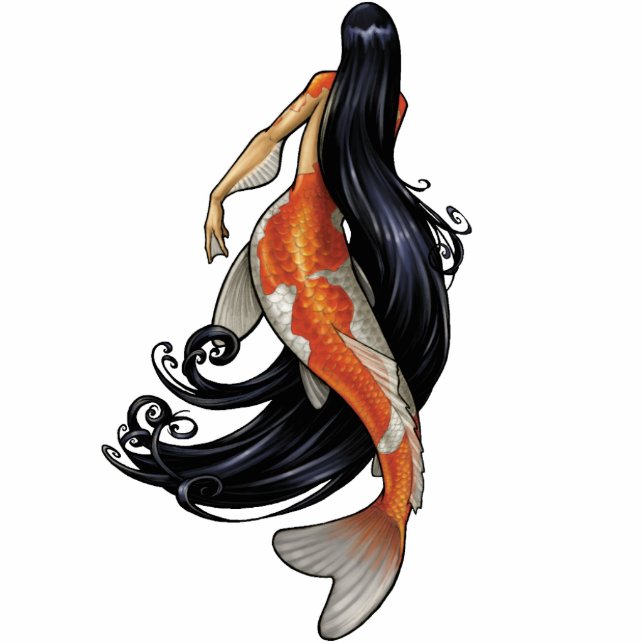Koi Mermaid cutout Pin/Ornament/Magnet (Front)