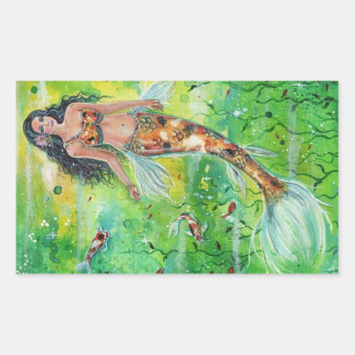 Koi mermaid Lily by Renee Lavoie Rectangular Sticker