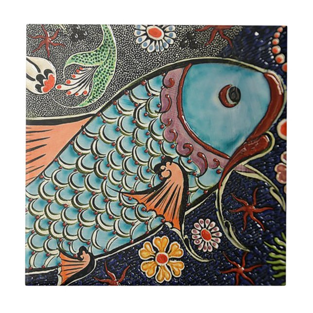 Koi Mosaic Ceramic Tile (Front)