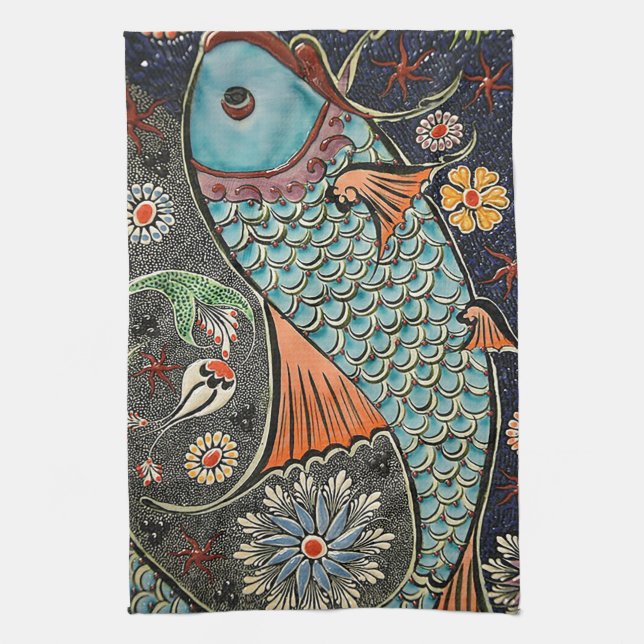 Koi Mosaic Towel (Vertical)