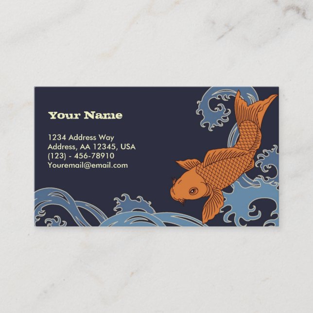 Koi (Navy Background) Business Card (Front)