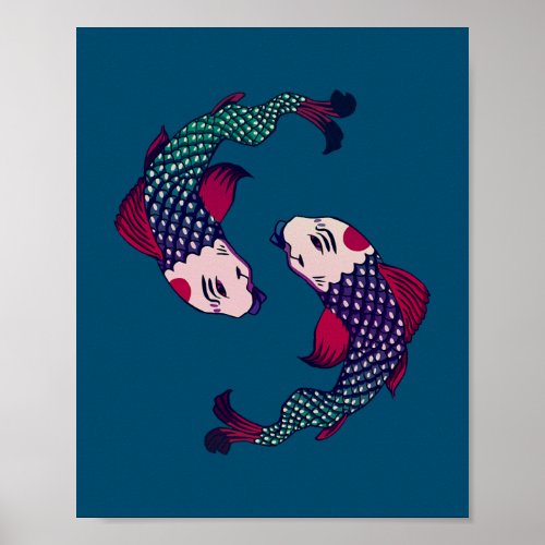 Koi Nishikigoi Yin Yang Fish Japanese Koi Carp Poster