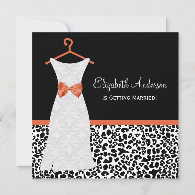 Koi Orange Gown Leopard PrintBridal Shower Invitation (Front)
