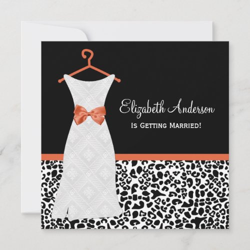 Koi Orange Gown Leopard PrintBridal Shower Invites