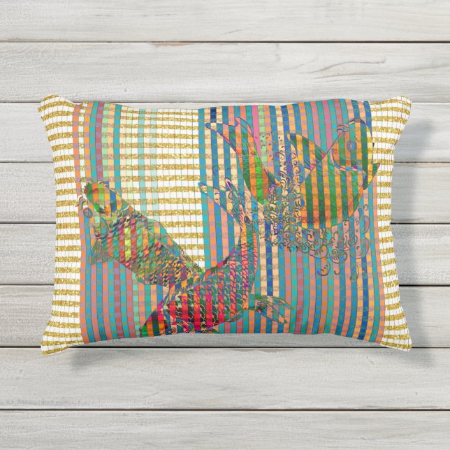 Koi Outdoor Accent Pillow 16" x 12" (Front)