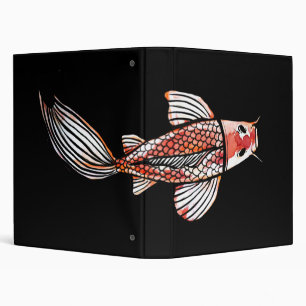 Koi Pond Art Kois Fish Designs Red Calico Koi 3 Ring Binder