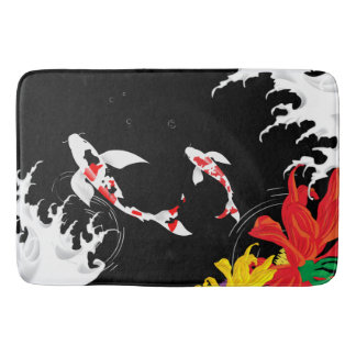 Koi Pond - black - Japanese Design Blanket Bath Mat