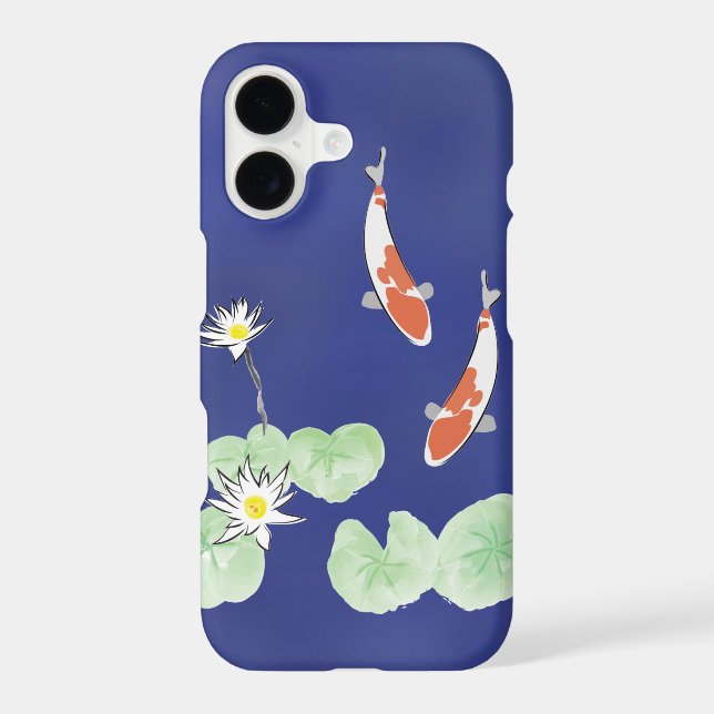 Koi Pond - Blue Background iPhone Case (Back)